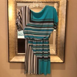 Blue color block boutique dress